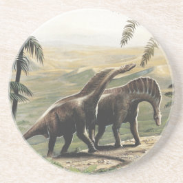 Vintage dinosauriërs, Amargasaurus met palmbomen Zandsteen Onderzetter