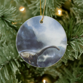 Vintage dinosauriërs, Barapasaurus met onweerswolk Keramisch Ornament