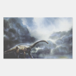 Vintage dinosauriërs, Barapasaurus met onweerswolk Rechthoekige Sticker
