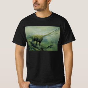 Vintage dinosauriërs, Brachiosaurus zwemt in de oc T-shirt