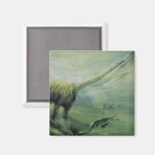 Vintage dinosauriërs, Brachiosaurus zwemt in oceaa Magneet (Voorkant / Achterkant)