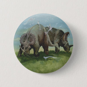 Vintage dinosauriërs, Centrosaurus die graast in d Ronde Button 5,7 Cm
