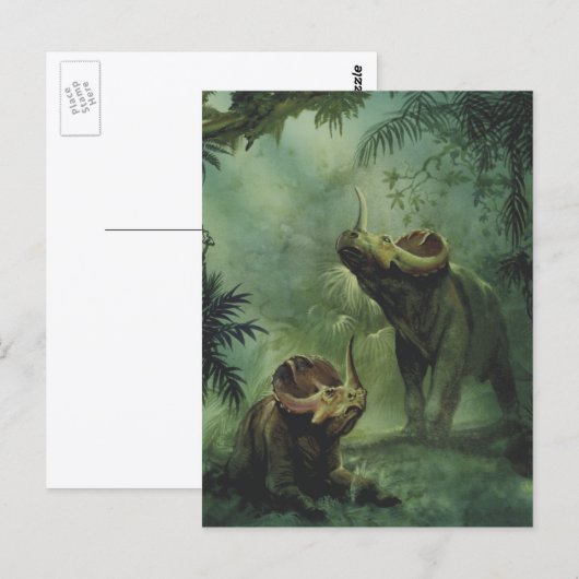 Vintage dinosauriërs, Centrosaurus in de jungle Briefkaart (Voorkant / Achterkant)