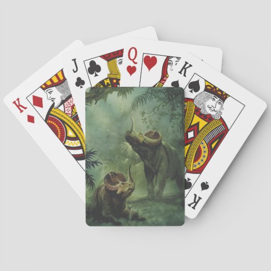 Vintage dinosauriërs, Centrosaurus in de jungle Pokerkaarten (Achterkant)