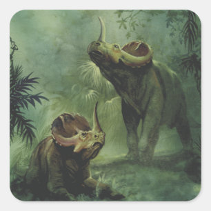 Vintage dinosauriërs, Centrosaurus in de jungle Vierkante Sticker