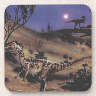 Vintage dinosauriërs, Dilophosaurus op een sterren Drankjes Onderzetter