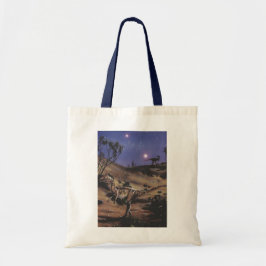 Vintage dinosauriërs, Dilophosaurus op een sterren Tote Bag