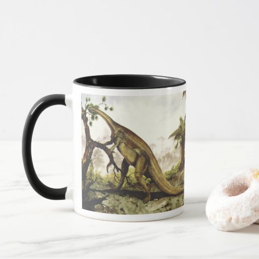 Vintage dinosauriërs, Plateosaurus die van bomen g Mok (Met donut)