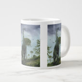 Vintage dinosauriërs, Sauroposeidon met vogels in  Grote Koffiekop (Voorkant rechts)