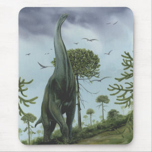 Vintage dinosauriërs, Sauroposeidon met vogels vli Muismat