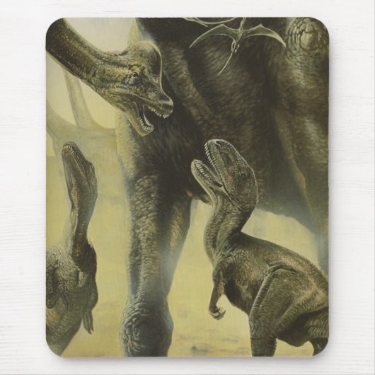 Vintage dinosauriërs, Torvosaurus en Brachiosaurus Muismat (Voorkant)