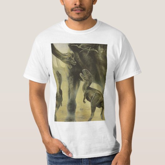 Vintage dinosauriërs, Torvosaurus en Brachiosaurus T-shirt (Voorkant)