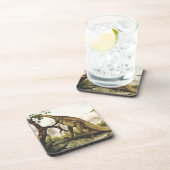 Vintage Dinosaurus, Plateosaurus Grazing op bomen Onderzetter (Rechterzijde)