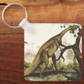Vintage Dinosaurus, Plateosaurus Grazing op bomen Sleutelhanger (Voorkant)