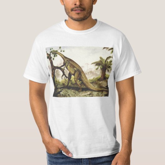Vintage Dinosaurus, Plateosaurus Grazing op bomen T-shirt (Voorkant)