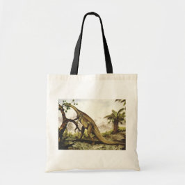 Vintage Dinosaurus, Plateosaurus Grazing op bomen Tote Bag