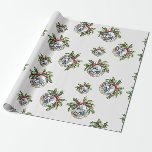 Vintage Disco Bal Kerstcadeau Cadeaupapier (Uitgerold)