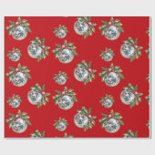Vintage Disco Bal Kerstcadeau Rood Cadeaupapier (Vlak)