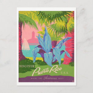 vintage "Discover Puerto Rico" Briefkaart