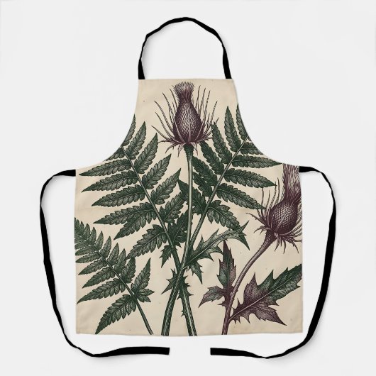 Vintage Distel en Varens Botanisch Schort (Voorkant)