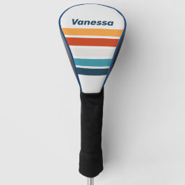 Vintage Distel Over Strepen met Naam Golfheadcover