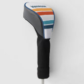 Vintage Distel Over Strepen met Naam Golfheadcover (Schuin)