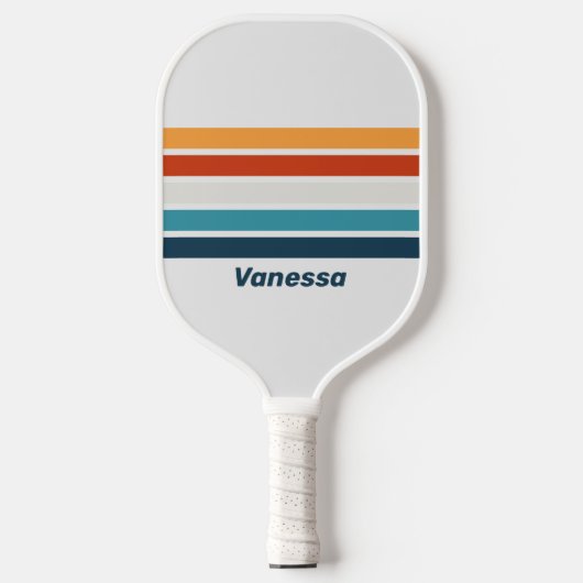 Vintage Distel over Strepen met Naam Pickleball Paddle (Voorkant)