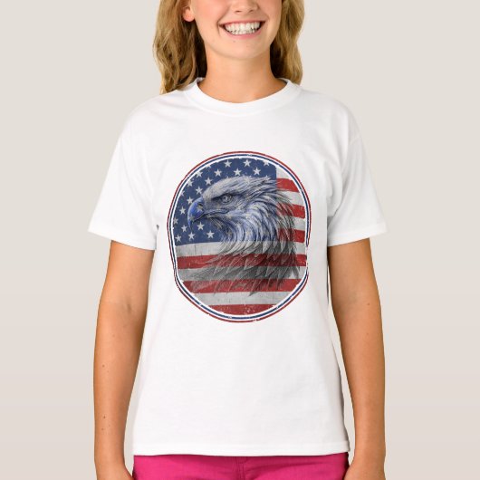 Vintage Distressed American Flag Eagle T-shirt (Voorkant)