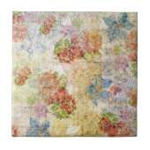 Vintage Distressed Flower Pattern Tegeltje (Voorkant)