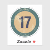 Vintage Distressed Number 17 Sticker (Vel)
