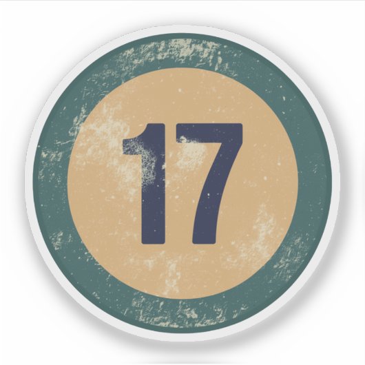 Vintage Distressed Number 17 Sticker (Voorkant)