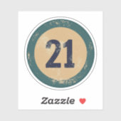 Vintage Distressed Number 21 Sticker (Vel)