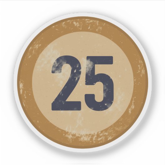Vintage Distressed Number 25 Sticker (Voorkant)