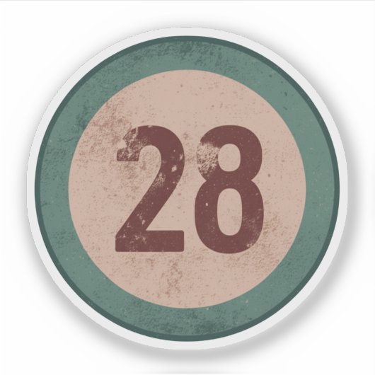 Vintage Distressed Number 28 Sticker (Voorkant)