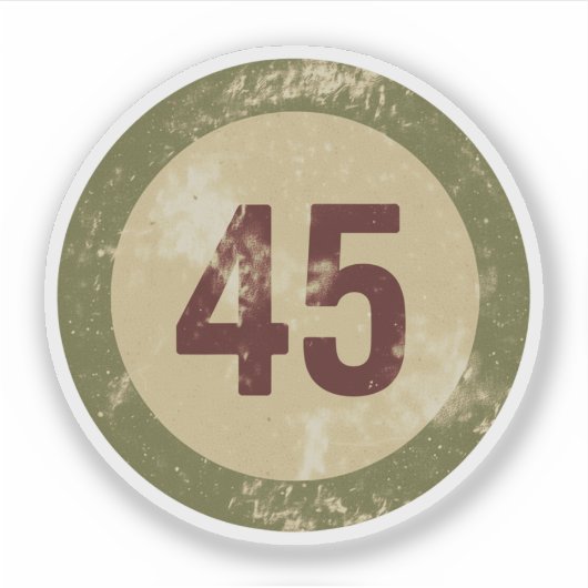 Vintage Distressed Number 45 Sticker (Voorkant)