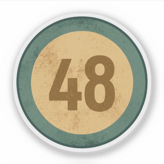 Vintage Distressed Number 48 Sticker (Voorkant)