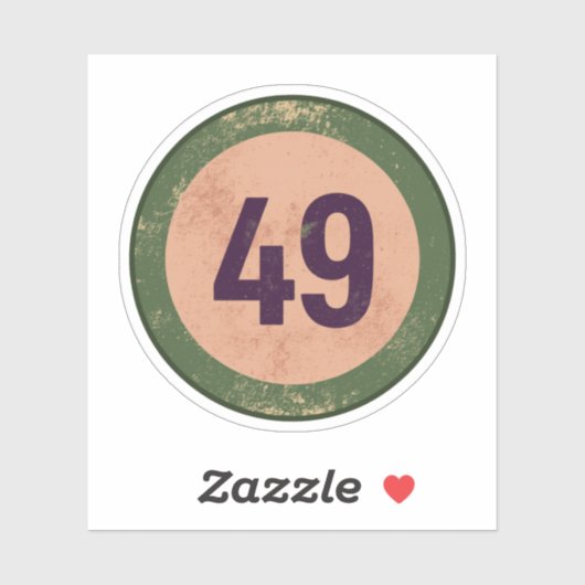 Vintage Distressed Number 49 Sticker (Vel)