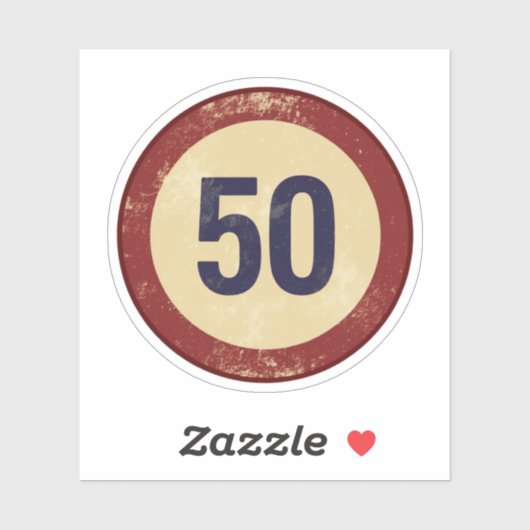 Vintage Distressed Number 50 Sticker (Vel)