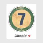 Vintage Distressed Number 7 Sticker (Vel)