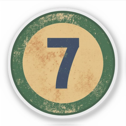 Vintage Distressed Number 7 Sticker (Voorkant)