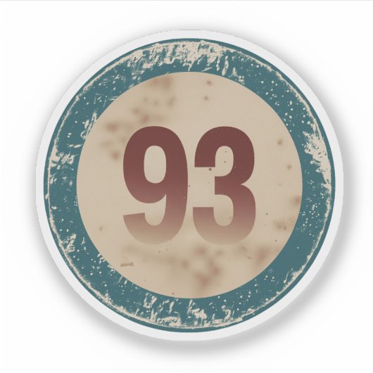 Vintage Distressed Number 93 Sticker (Voorkant)