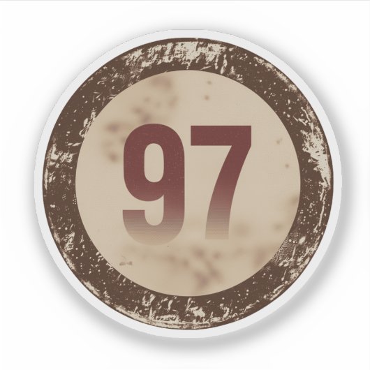 Vintage Distressed Number 97 Sticker (Voorkant)