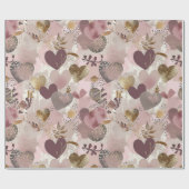 Vintage Distressed Romantic Muted Earthy Hearts  Cadeaupapier (Vlak)