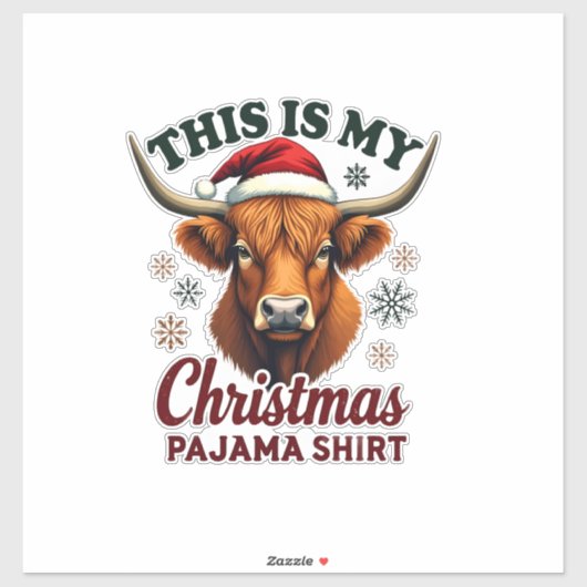 Vintage Dit Is Mijn Kerst Pyjamashirt Hoogland Sticker (Vel)