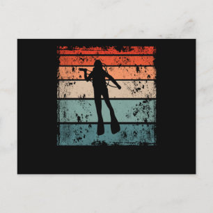 Vintage diver retro diving snorkel float briefkaart