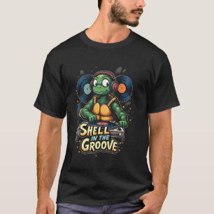 Vintage DJ Schildpad Mixing Vinylplaat Funny 80s M T-shirt