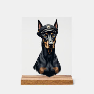 Vintage Dobermann politiehond portret zwart en wit Acryl Bord
