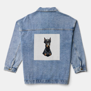 Vintage Dobermann politiehond portret zwart en wit Denim Jacket