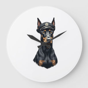Vintage Dobermann politiehond portret zwart en wit Grote Klok