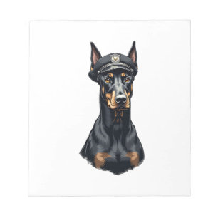 Vintage Dobermann politiehond portret zwart en wit Notitieblok